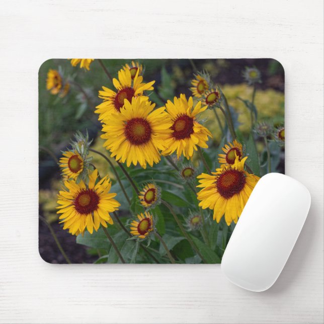 Mousepad Orange Sunflowers, Bright Floral Photography (Com mouse)