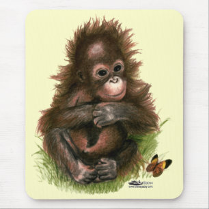 Mousepad Orangutan Baby e Butterfly