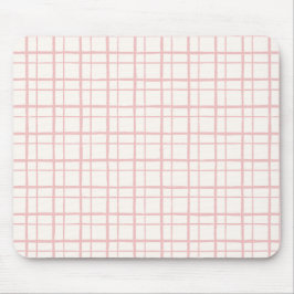 Mousepad Organic Wobbly Check Grid Pattern Ballet Pink