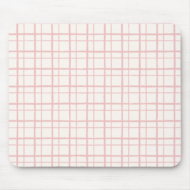 Mousepad Organic Wobbly Check Grid Pattern Ballet Pink (Frente)
