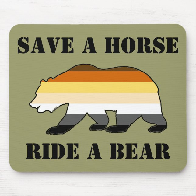 Mousepad Orgulho de gay Urso Salva Um Urso De Cavalo (Frente)