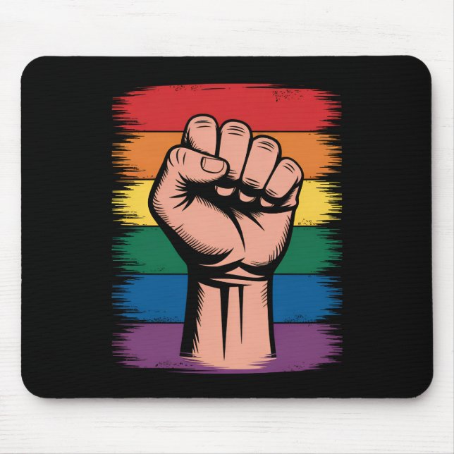 Mousepad Orgulho do Punho Levantado Arco-íris Direitos Apoi (Frente)