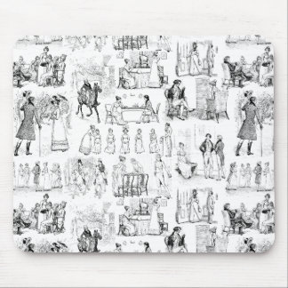 Mousepad Orgulho e Preconceito Toile de Jouy Black e White