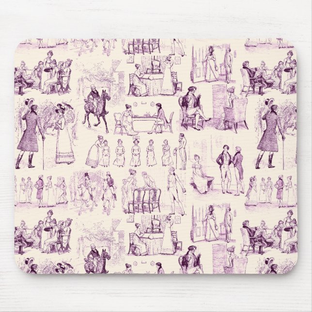 Mousepad Orgulho e Preconceito Toile de Jouy Plum e Apricot (Frente)