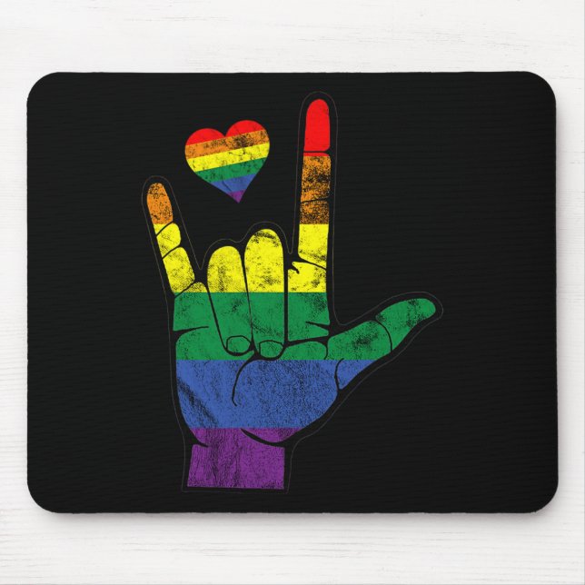 Mousepad Orgulho gay ASL - Linguagens de sinais LGBT Defici (Frente)