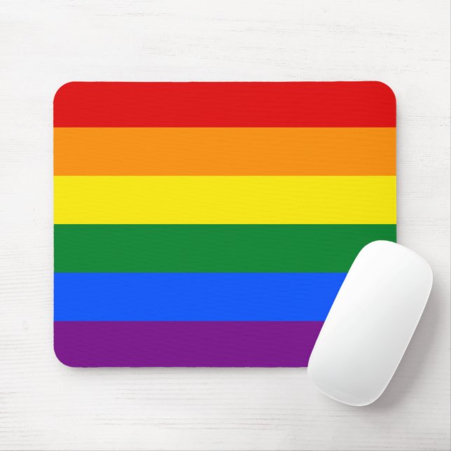 Mousepad Orgulho gay LGBT 6 - Bandeira Arco-íris com Faixa  (Com mouse)