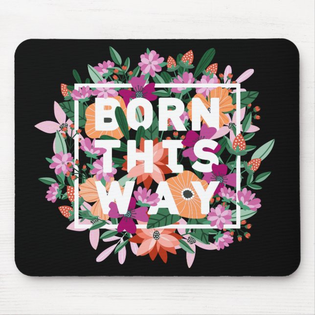 Mousepad Orgulho Lésbica Floral Cor-de-Rosa Laranja Branco (Frente)