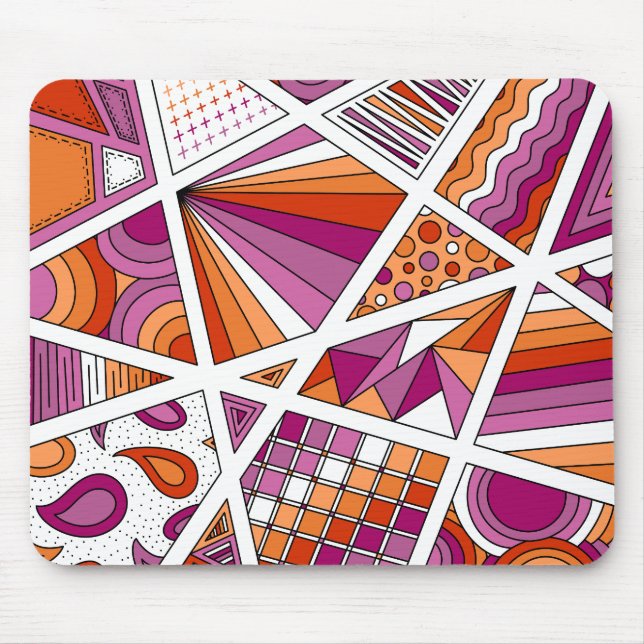 Mousepad Orgulho Lésbico Zen Doodle Abstrato moderno rosa (Frente)