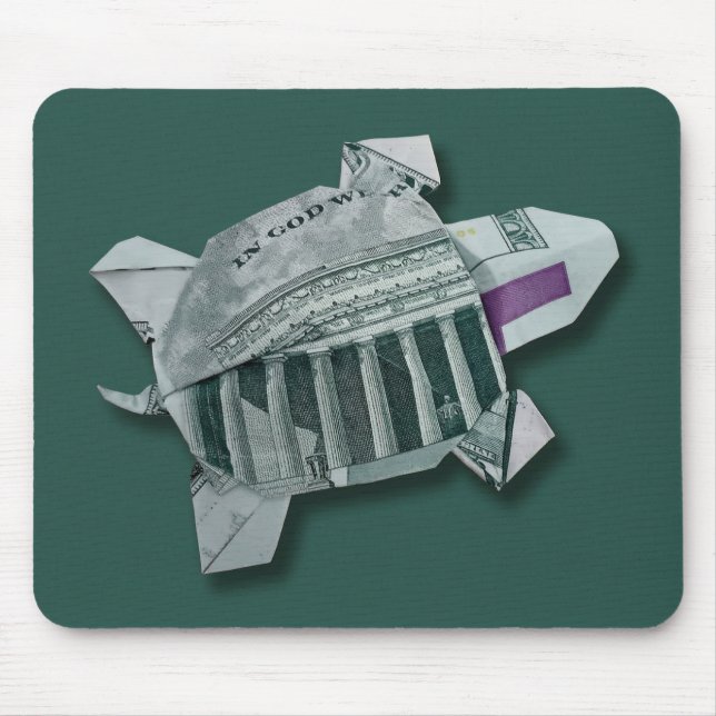 Mousepad Origami de Dinheiro Tartaruga de $50 (Frente)