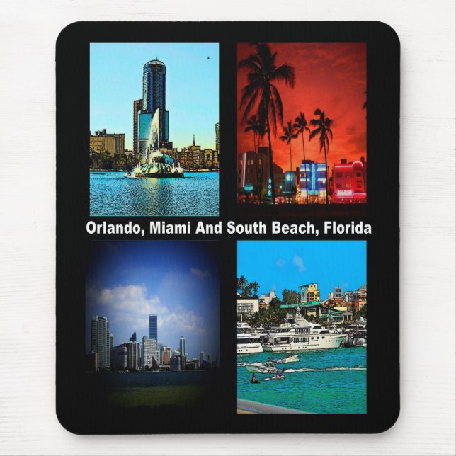 Mousepad Orlando, Miami, South Beach Collage (Frente)