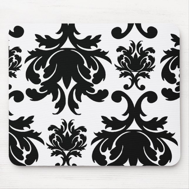 Mousepad ornamentado branco preto (Frente)