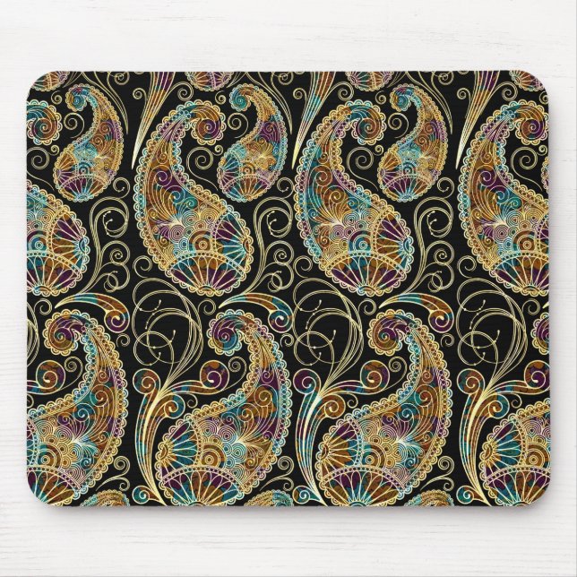 Mousepad Ornamentado de pinagem colorida Paisley Design (Frente)