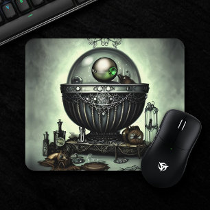 Mousepad Ornamentado Steampunk Cauldron e Itens Mágicos em 