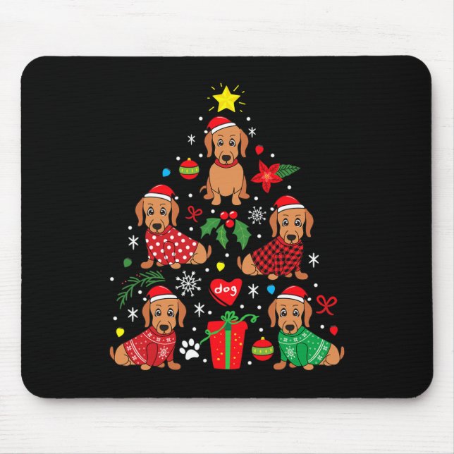 Mousepad Ornamento de Árvore de Natal Engraçado Cão Engraça (Frente)