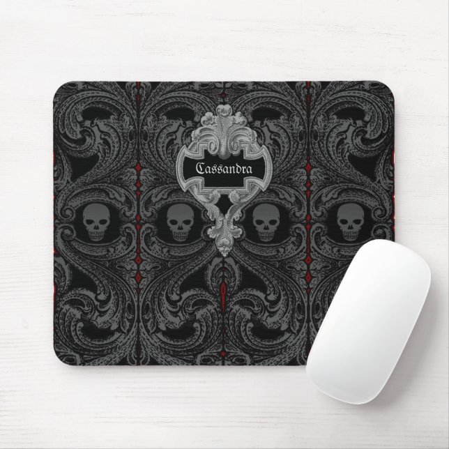 Mousepad Ornamento de Cinzas de gótico com Personalização d (Com mouse)