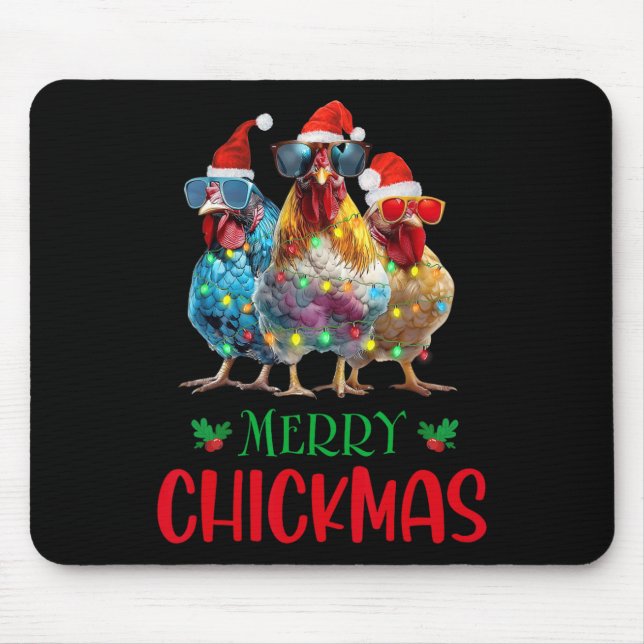 Mousepad Ornamento de Natal feliz Luz o Farmer de Frango (Frente)