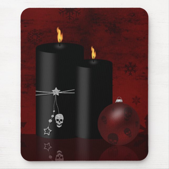 Mousepad Ornamento de Velas de Natal Gótica (Frente)