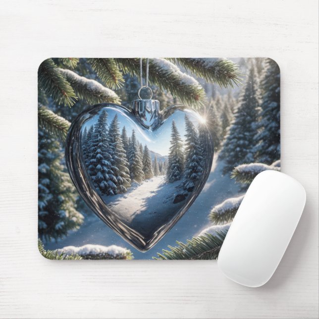 Mousepad Ornamento do Coração de Natal (Com mouse)
