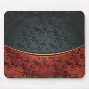 Mousepad Ornamento do vintage vermelho e preto