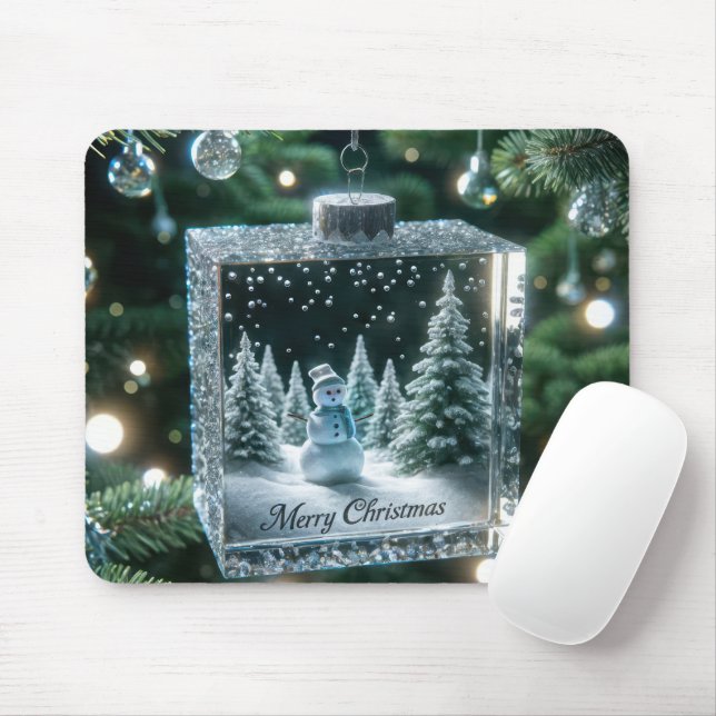 Mousepad Ornamento Feliz de Natal Snowman (Com mouse)