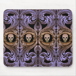 Mousepad Ornamento Roxo gótico Com Crânio