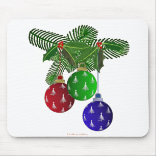 Mousepad Ornamentos Coloridos de Árvores de Natal
