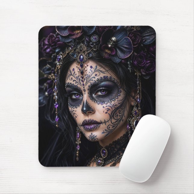 Mousepad Orquídea Âmbar Calavera – Caveira de Açúcar Gótica (Com mouse)