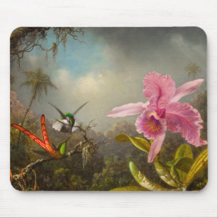 Mousepad Orquídea com dois beija-flores