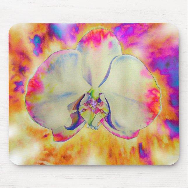 Mousepad Orquídea cor-de-rosa-rosa Elegante abstrato retro (Frente)
