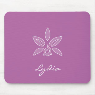 Mousepad Orquídea Elegante Flor Púrpura Simples Negrito Com