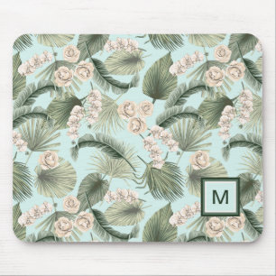 Mousepad Orquídea Floral do Jardim Tropical e Padrão Palm