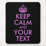 Mousepad Orquídea Negra Mantenha-se calma e o seu texto<br><div class="desc">Crie sua própria paródia "Manter Calmo" em preto com uma coroa e fonte cor roxa orquídea. Você pode alterar o tamanho da fonte,  se necessário.</div>