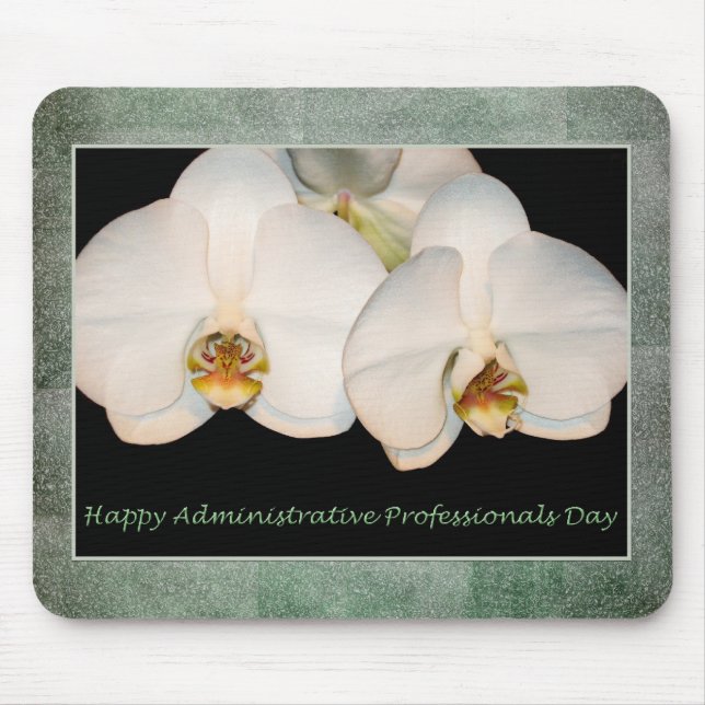 Mousepad Orquídeas administrativas felizes do branco dos (Frente)
