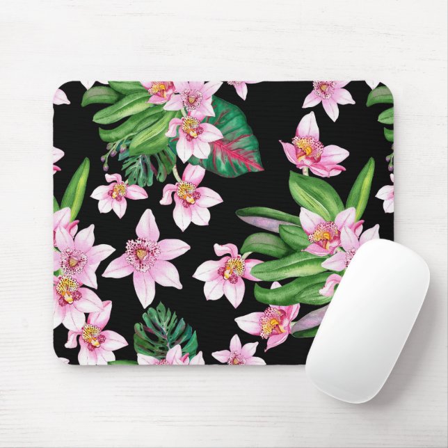 Mousepad Orquídeas Aquarelas Design 27 (Com mouse)