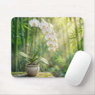 Mousepad Orquídeas Brancas e Bambu