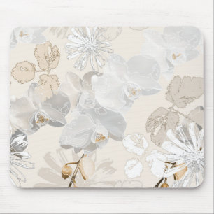 Mousepad Orquídeas brancas sobre um creme leve