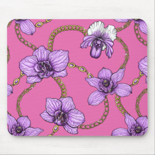 Mousepad Orquídeas e correntes, violetas e rosa