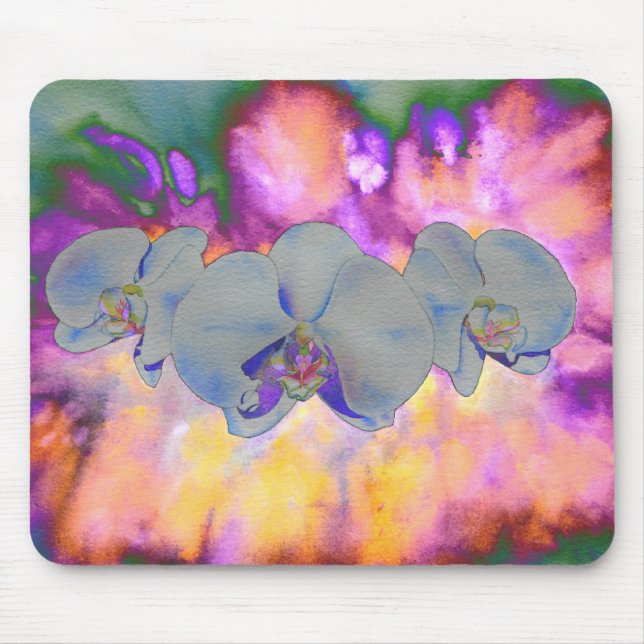 Mousepad Orquídeas florais tropicais abstrato (Frente)