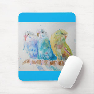 Mousepad Ortografia Watercolor do Orçamento Pássaros Pintad