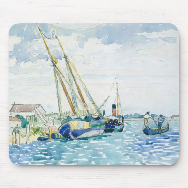 Mousepad Os barcos marinhos da cena aproximam Veneza (Frente)