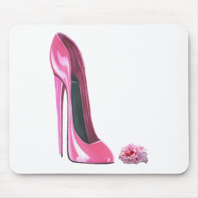 Mousepad Os calçados cor-de-rosa do estilete e aumentaram (Frente)