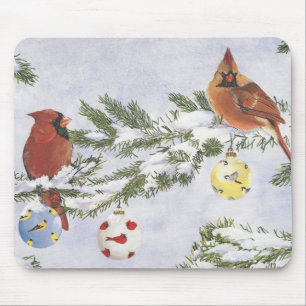 Mousepad Os cardeais masculinos e fêmeas apreciam um