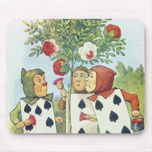 Mousepad Os cartões de jogo que pintam Bush cor-de-rosa (Frente)