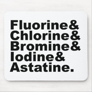 Mousepad Os Cinco Halogênios da Química Cloro Bromo