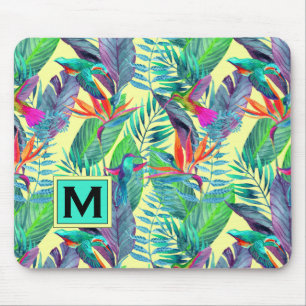 Mousepad Os colibris da aguarela adicionam sua inicial