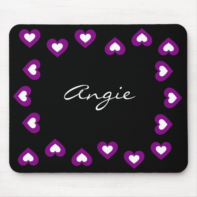 Mousepad Os corações roxos personalizaram namorados (Frente)
