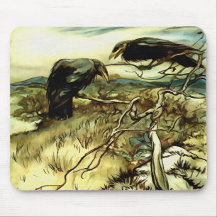 Mousepad Os dois corvos ou os dois corvos que formam um man