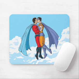 Mousepad Os dois super-heróis de Slipperyjoe beijando perso