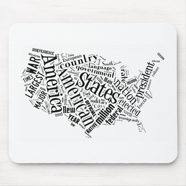 Mousepad Os Estados Unidos da América em Tagxedo (Frente)