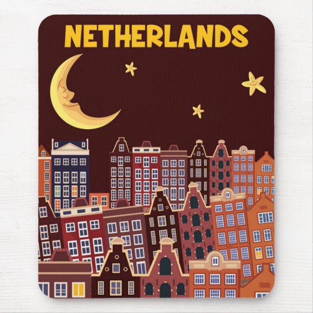Mousepad Os Países Baixos na noite (Frente)
